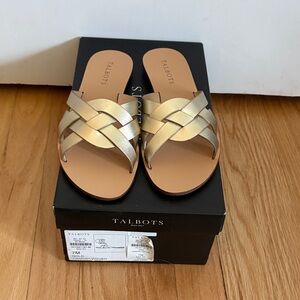 Talbots Metallic Gold Slide Sandals
